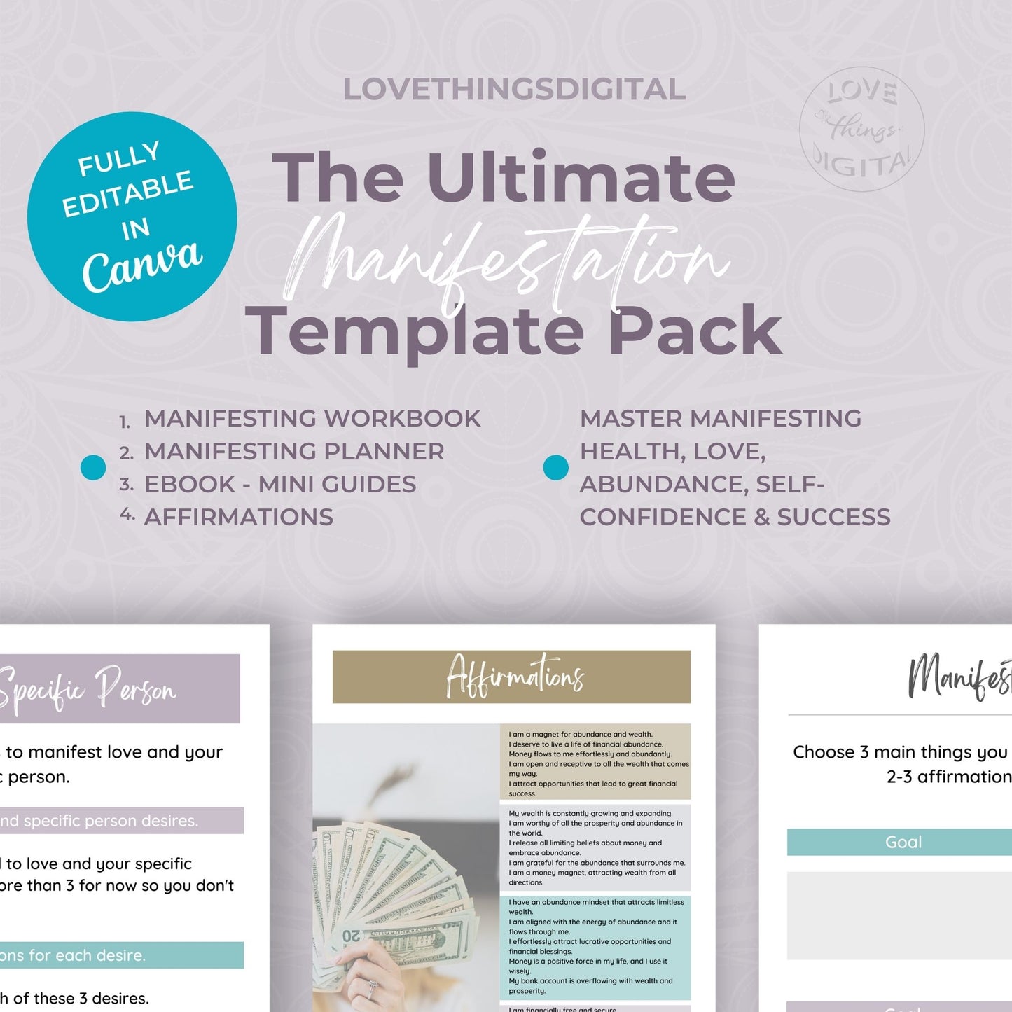 Manifestation Pack - Planner, eBook, Workbook Coaching Template