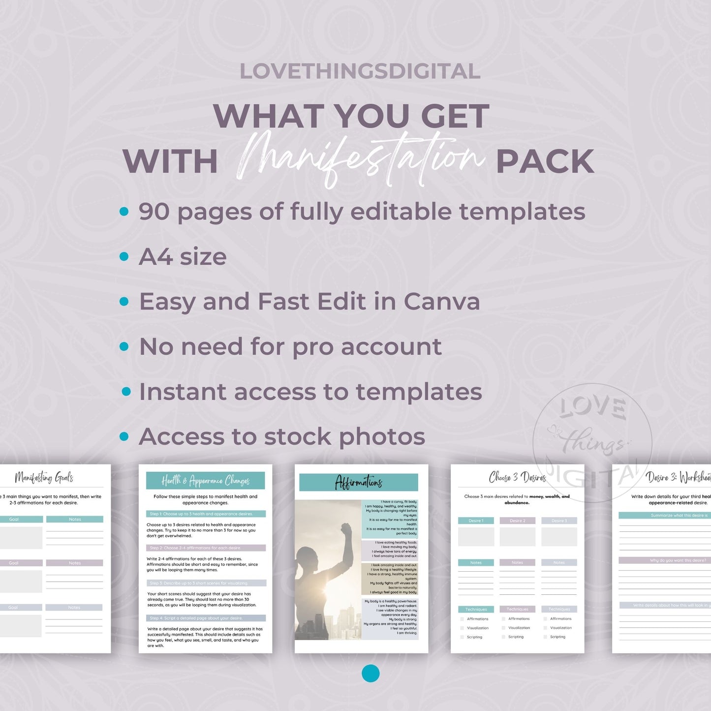 Manifestation Pack - Planner, eBook, Workbook Coaching Template