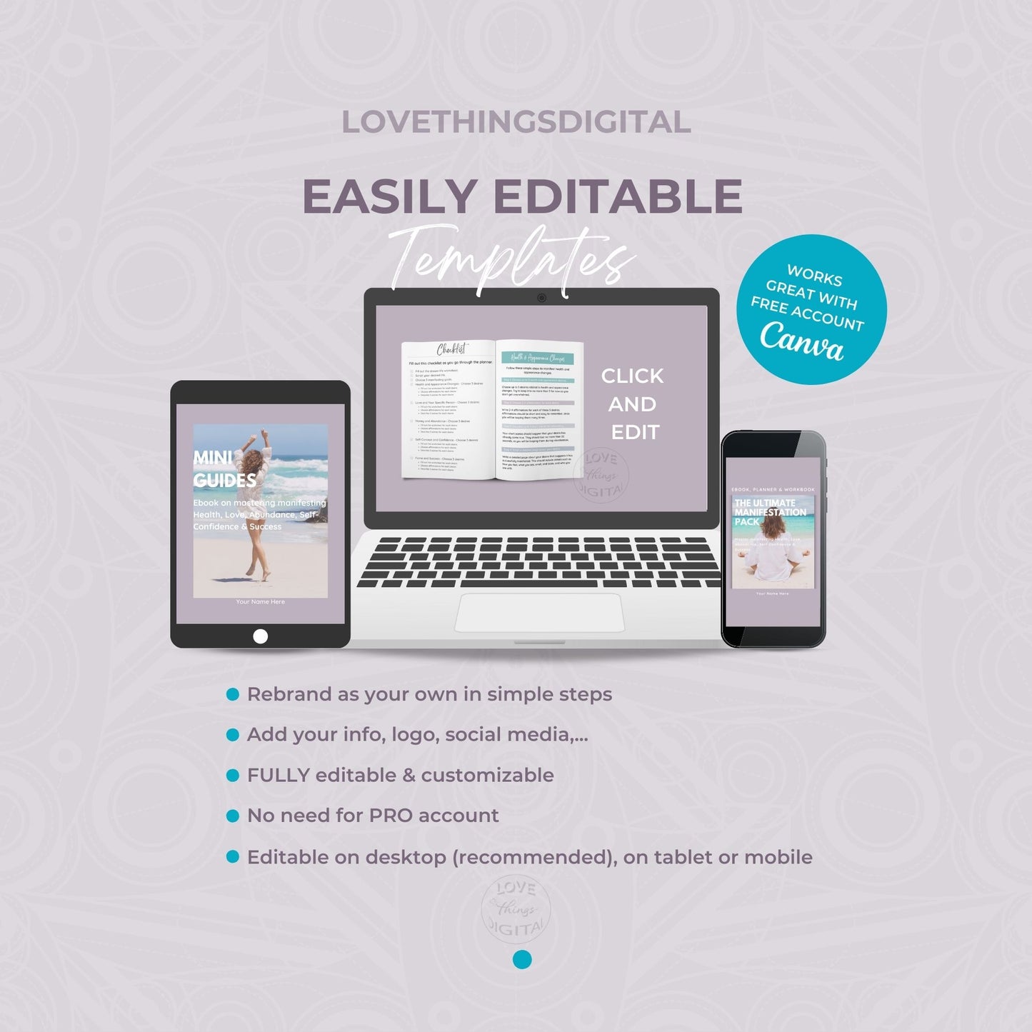 Manifestation Pack - Planner, eBook, Workbook Coaching Template